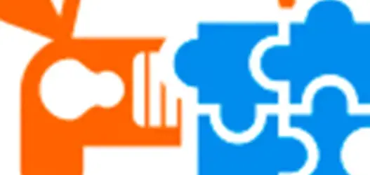 Graphic showing orange car and blue jigsaw pieces entwined