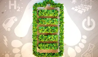 Battery graphic, image showing leaves in a battery shape